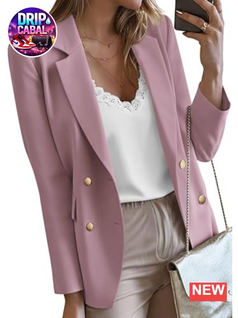 Womens Oversized Double Breasted Blazer Notch Lapel Business Casual Work Jacket